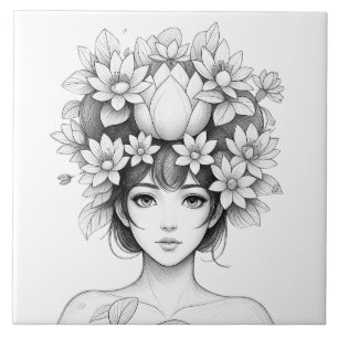 Carreau Jeune fille Lotus Fleurie