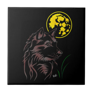Carreau Jeune loup rêveur Céramique de photographie