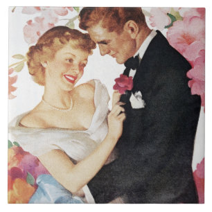 Carreau Jeunes couples dans le tenue de soirée