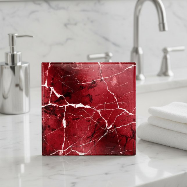 Carreau Jewel Tones Marble Abstract Ruby Red D1288 (Créateur téléchargé)