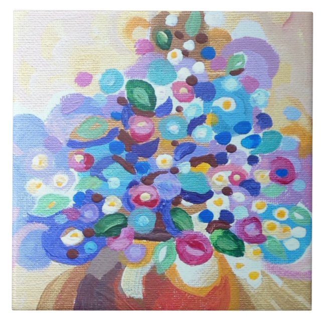 Carreau Joaillier fleurs vives avec un look peint à la mai (Devant)