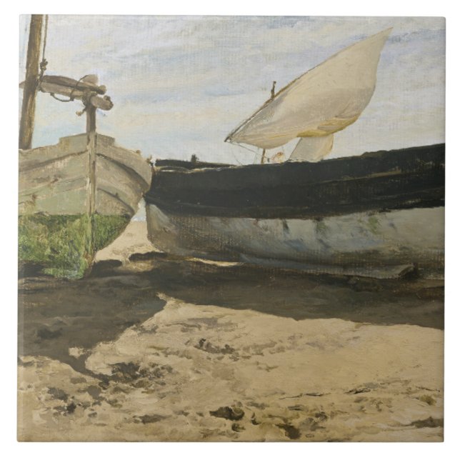 Carreau Joaquin Sorolla - Bateaux de pêche sur la plage (Devant)