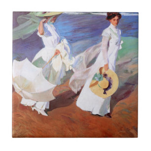 Carreau Joaquin Sorolla Femmes Promenade Plage