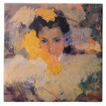 Carreau Joaquin Sorolla - Fille aux fleurs<br><div class="desc">Fille aux fleurs,  célèbre peinture de Joaquin Sorolla.</div>