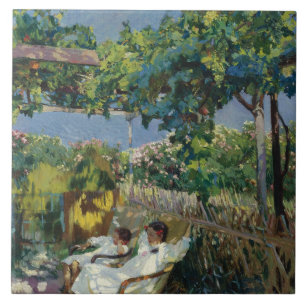 Carreau Joaquin Sorolla - La Sieste dans le jardin