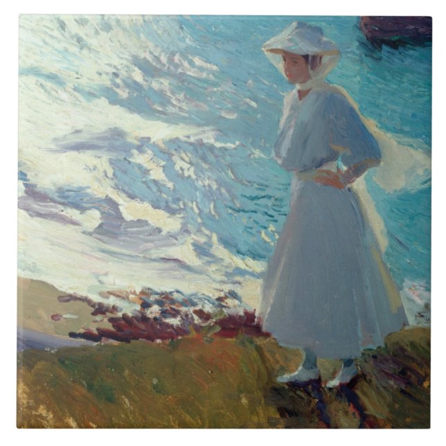 Carreau Joaquin Sorolla - Maria sur la plage à Biarritz (Devant)