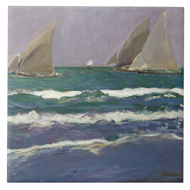 Carreau Joaquin Sorolla - Voiles de navires dans la mer (Devant)