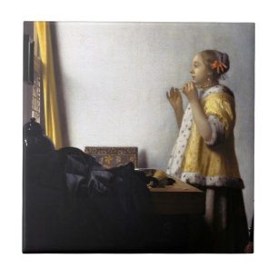 Carreau Johannes Vermeer - Jeune femme avec collier perle