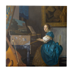 Carreau Johannes Vermeer - Lady assise à une virginale