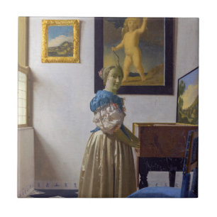 Carreau Johannes Vermeer - Lady debout dans une virginale