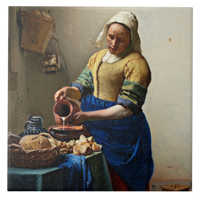 Carreau Johannes Vermeer peinture, La Milkmaid (Devant)