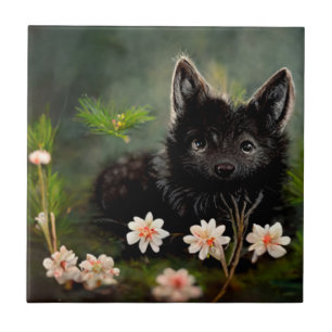 Carreau Joli animal sauvage floral