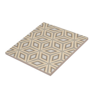 Carreau Joli Beige Brown Retro Stars Motif