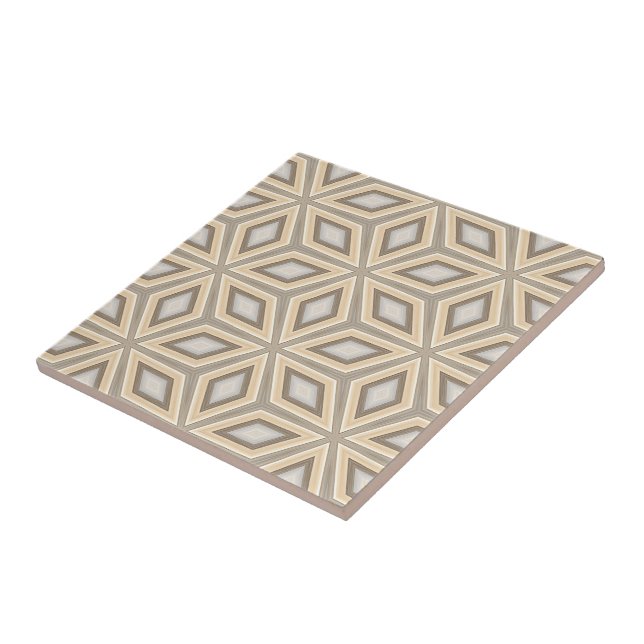Carreau Joli Beige Brown Retro Stars Motif (Côté)