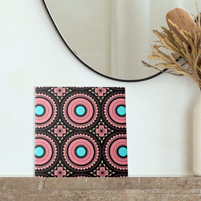 Carreau Joli Boho rose Motif géométrique (Créateur téléchargé)