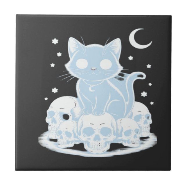 Carreau Joli chaton d'Halloween Chat gothique Essenti (Devant)