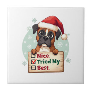 Carreau Joli chien Boxer Chien Noël Joli J'ai fait de mon