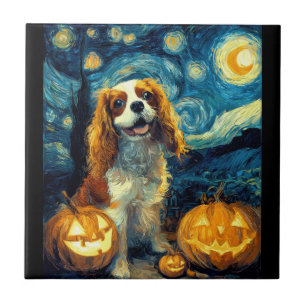 Carreau Joli chien Cavalier King Charles Spaniel Halloween
