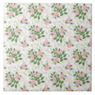 Carreau Joli chien rose Roses sur Motif blanc