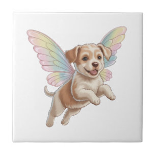 Carreau Joli chiot avec des ailes de fée lumineuses — Anim