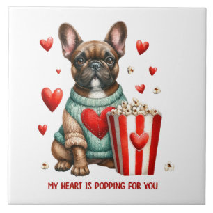 Carreau Joli cœur de la Saint-Valentin de Bouledogue Franç
