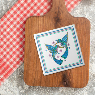 Carreau Joli colibri bleu en mosaïque