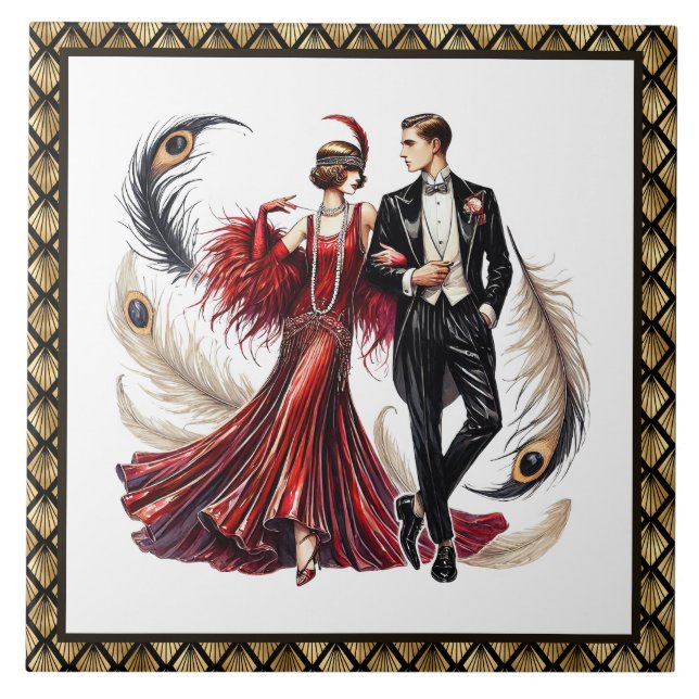 Carreau Joli couple Art déco  (Devant)