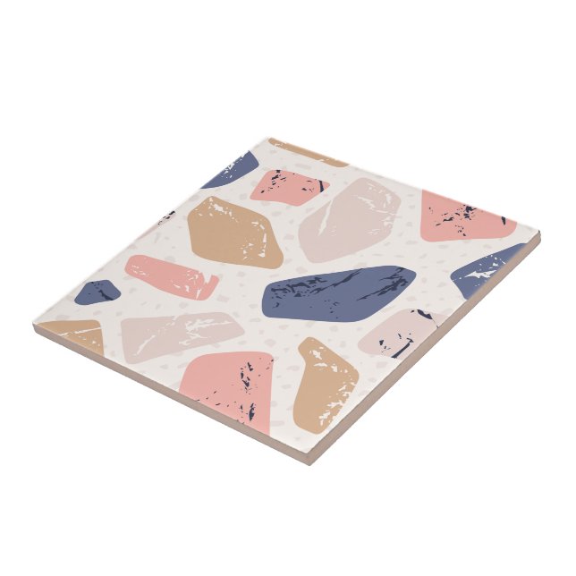 Carreau Joli et élégant bleu et rose pierre abstrait (Côté)