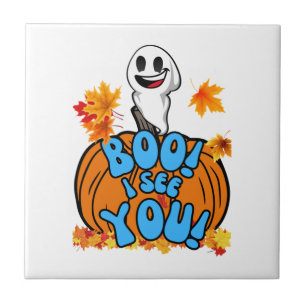 Carreau Joli fantôme d'automne Halloween Boo! Je te vois !