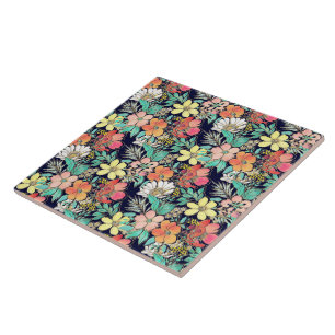 Carreau Joli Fille rose Floral Golden Strokes Design