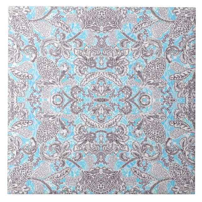 Carreau Joli floral classique gris bleu (Devant)