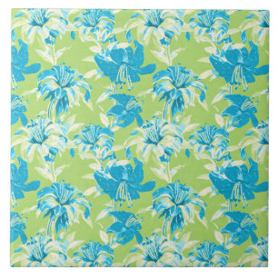 Carreau Joli floral de lys vert bleu sans couture