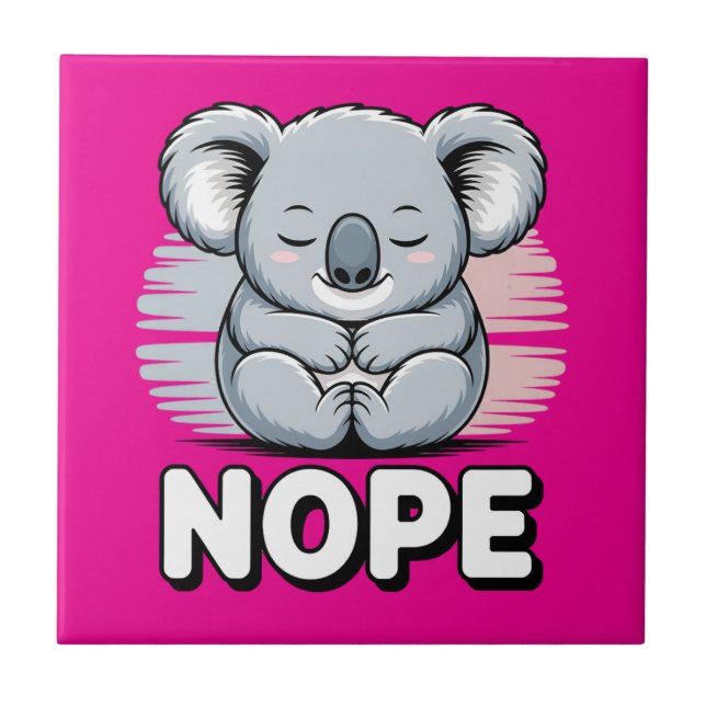 Carreau Joli koala endormi “Non” Dessin animé drôle (Devant)