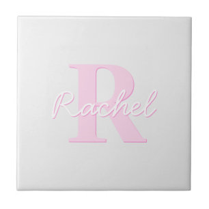 Carreau Joli monogramme personnalisable Rose ombré et gr