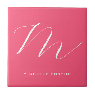 Carreau Joli Monogramme rose blanc moderne