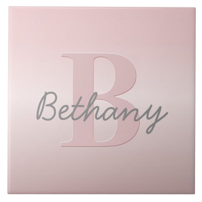 Carreau Joli monogramme rose personnalisable & écriture de (Devant)