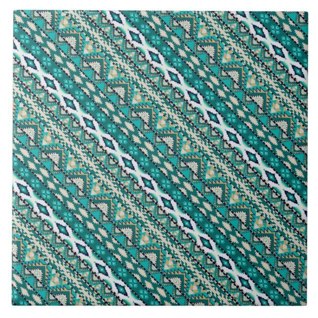 Carreau Joli motif aztèque de design vert mignon (Devant)