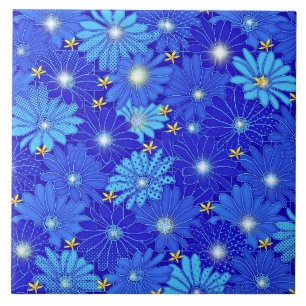 Carreau Joli Motif Blue Daisy
