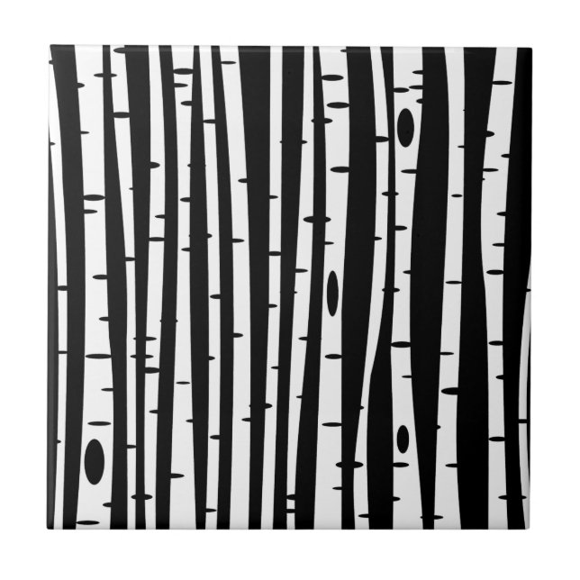 Carreau Joli motif d'arbre noir et blanc (Devant)