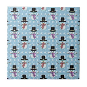 Carreau Joli motif de bonhomme de neige et de flocons de n