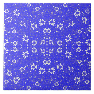 Carreau Joli motif de fleurs classique bleu blanc