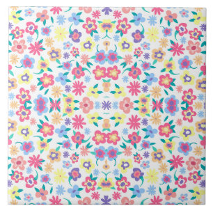 Carreau Joli motif de fleurs printanières colorées