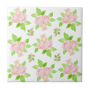 Carreau Joli motif de roses roses et de boutons de rose vi