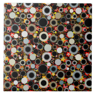 Carreau Joli motif de soleils floraux colorés