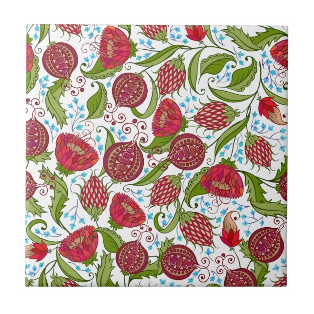 Carreau Joli motif d'été fleuri frais (Devant)