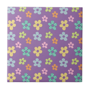 Carreau Joli motif fleuri à pois violet