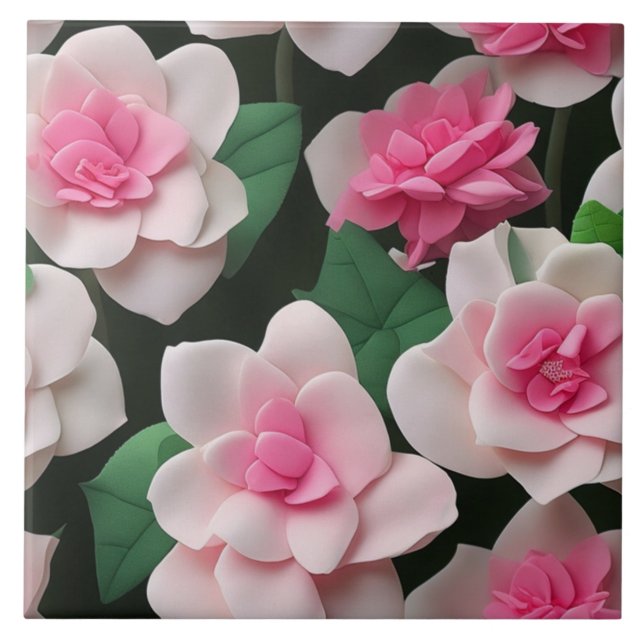 Carreau Joli motif fleuri rose boho (Devant)