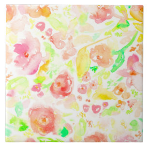Carreau Joli motif floral aquarelle coloré