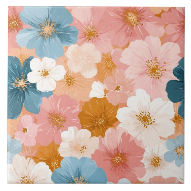 Carreau Joli motif floral pastel (Devant)