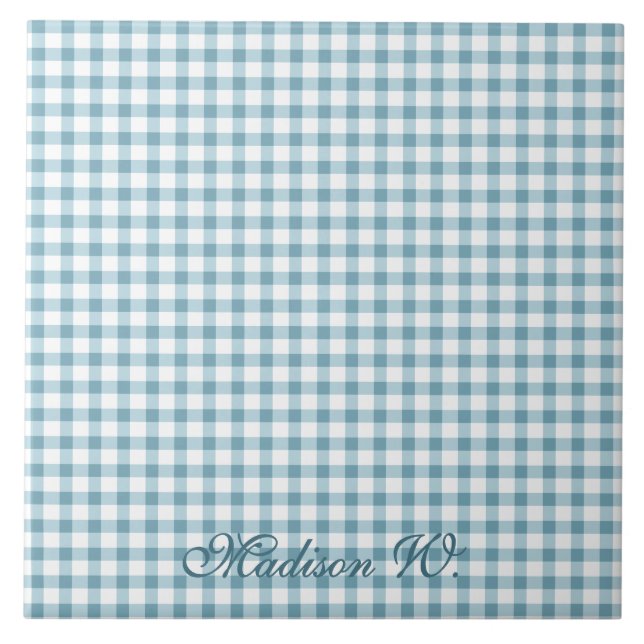 Carreau Joli motif gingham bleu poussiéreux (Devant)